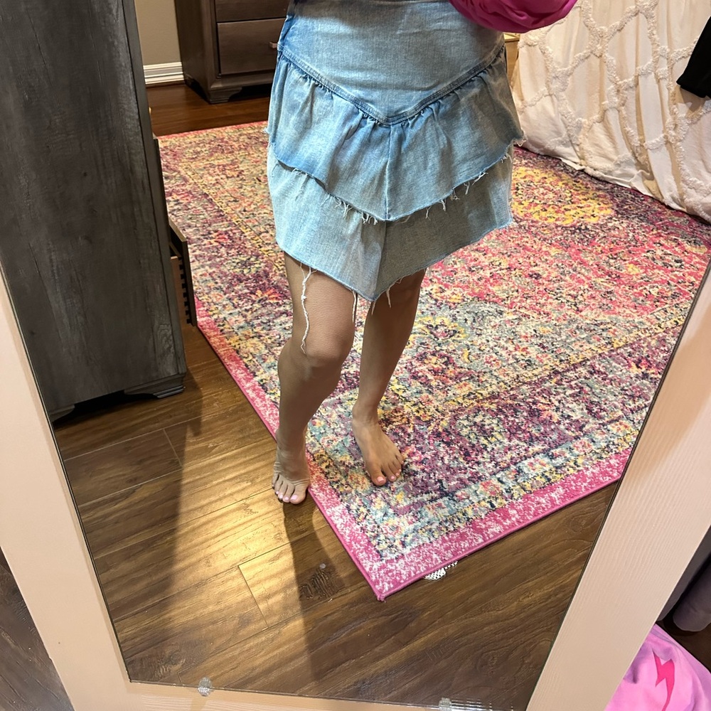 Stylish Denim Layered Skirt